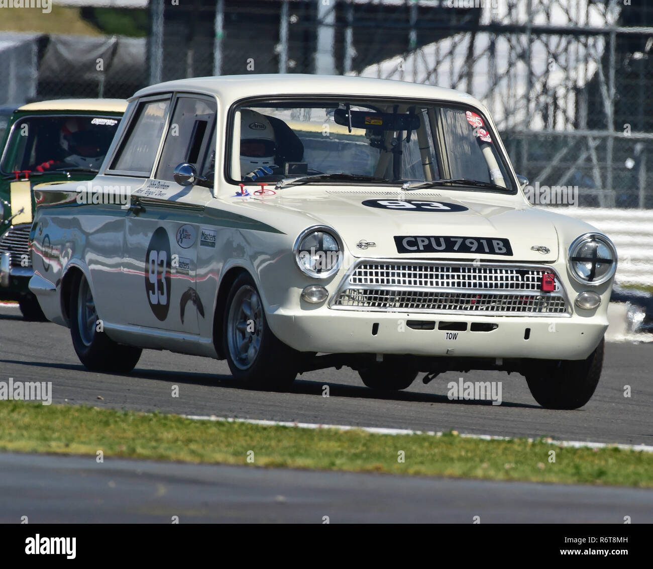 John Dunham, Mark Owen, Ford Lotus Cortina, la CPU 791 B, U2TC, al di sotto di 2 litro touring cars, Warwick banche trofeo, Silverstone Classic 2015, Chris McEvoy, Foto Stock