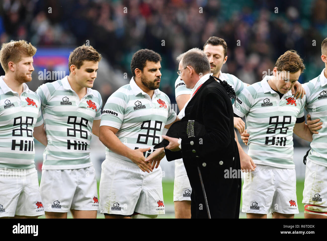 Londra, Regno Unito. 06 Dic, 2018. Cambridge University presso il gioco di apertura durante la Gamma Match 2018 tra Ourfc v Curufc a Twickenham Stadium di giovedì, 06 dicembre 2018. Londra Inghilterra. (Solo uso editoriale, è richiesta una licenza per uso commerciale. Nessun uso in scommesse, giochi o un singolo giocatore/club/league pubblicazioni.) Credito: Taka G Wu/Alamy News Credito: Taka Wu/Alamy Live News Foto Stock