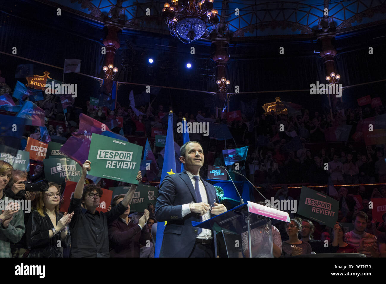 Parigi, Ile de France, Francia. 6 dicembre, 2018. Benoit Hamon visto durante la generazione.s Movimento riuniti nel Cirque d'Hiver a Parigi. Credito: Thierry Le Fouille SOPA/images/ZUMA filo/Alamy Live News Foto Stock