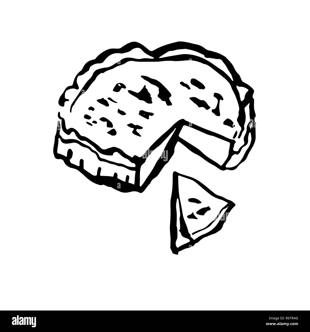 Cheesecake icona. Torta dolce torta spazzola grunge illustrazione vettoriale. Illustrazione Vettoriale