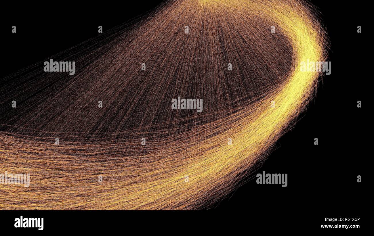 Curva di docce calde scintille incandescenti in moto da filatura della lana di acciaio 3d illustrazione Foto Stock