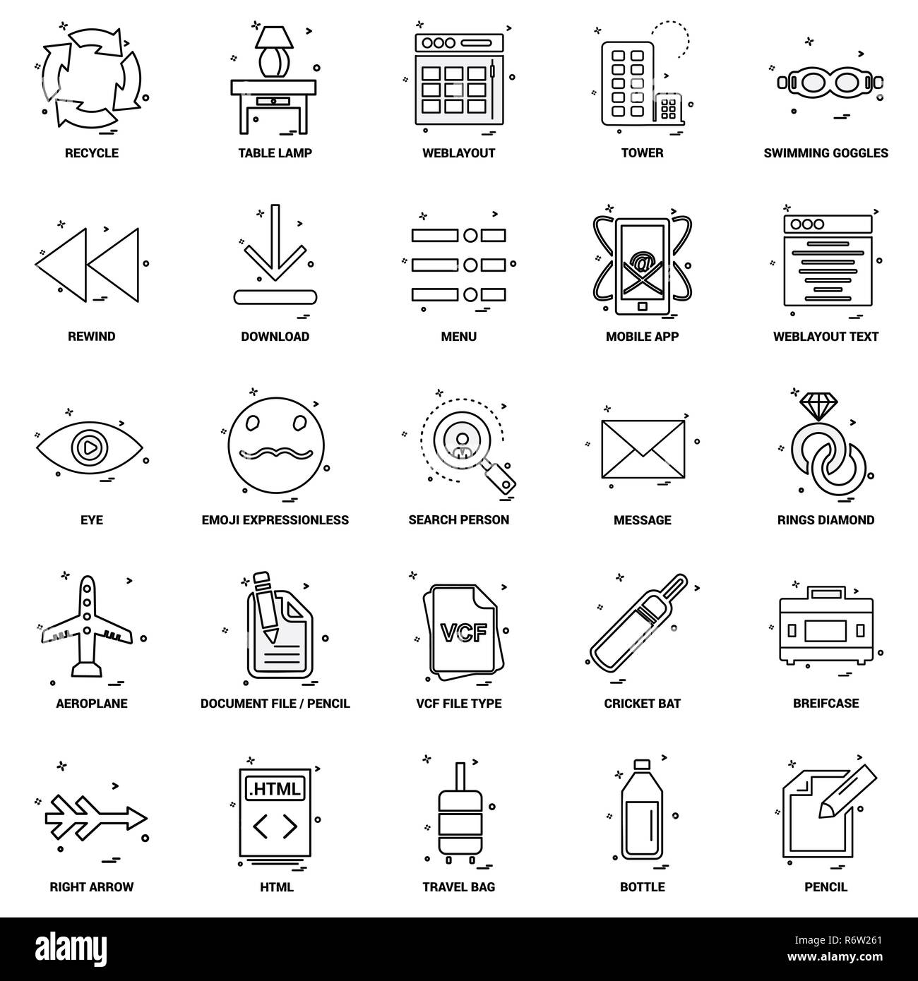 25 La concezione di business mix Line icona impostare Illustrazione Vettoriale