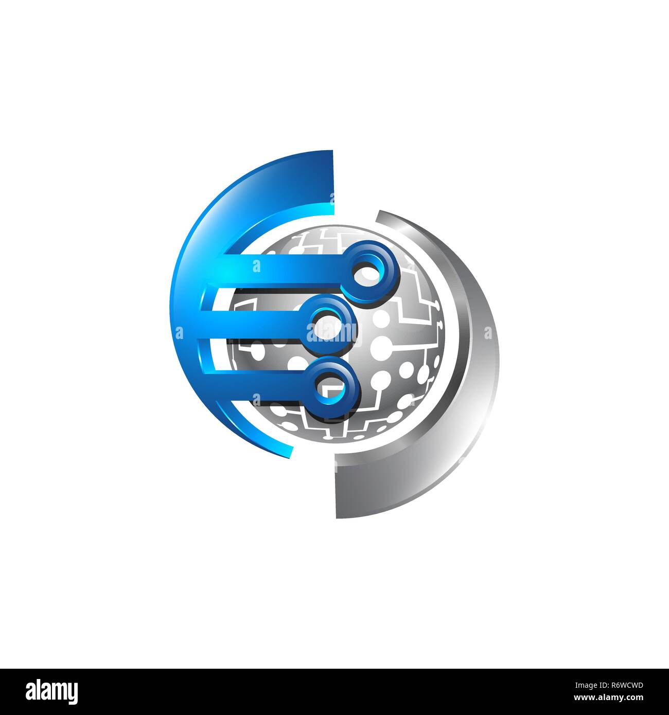 Logo della tecnologia, global logo elettronico template vettoriale, Globe segno astratto e la rete elettronica. La tecnologia degli elementi di progettazione Illustrazione Vettoriale