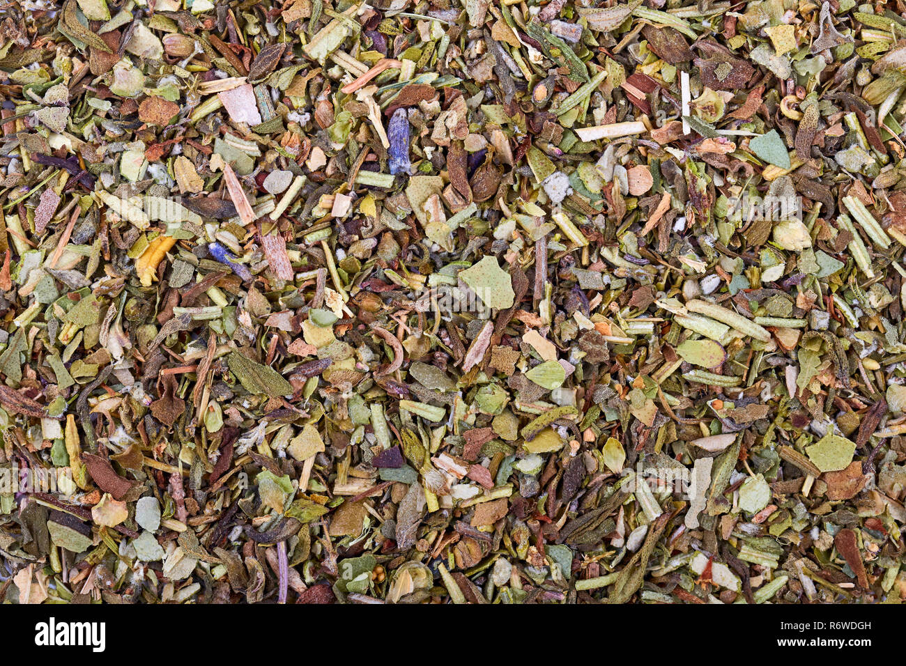 Close up foto di erbe di Provenza, miscela di erbe essiccate considerati tipici della regione della Provenza del sud est della Francia. Foto Stock