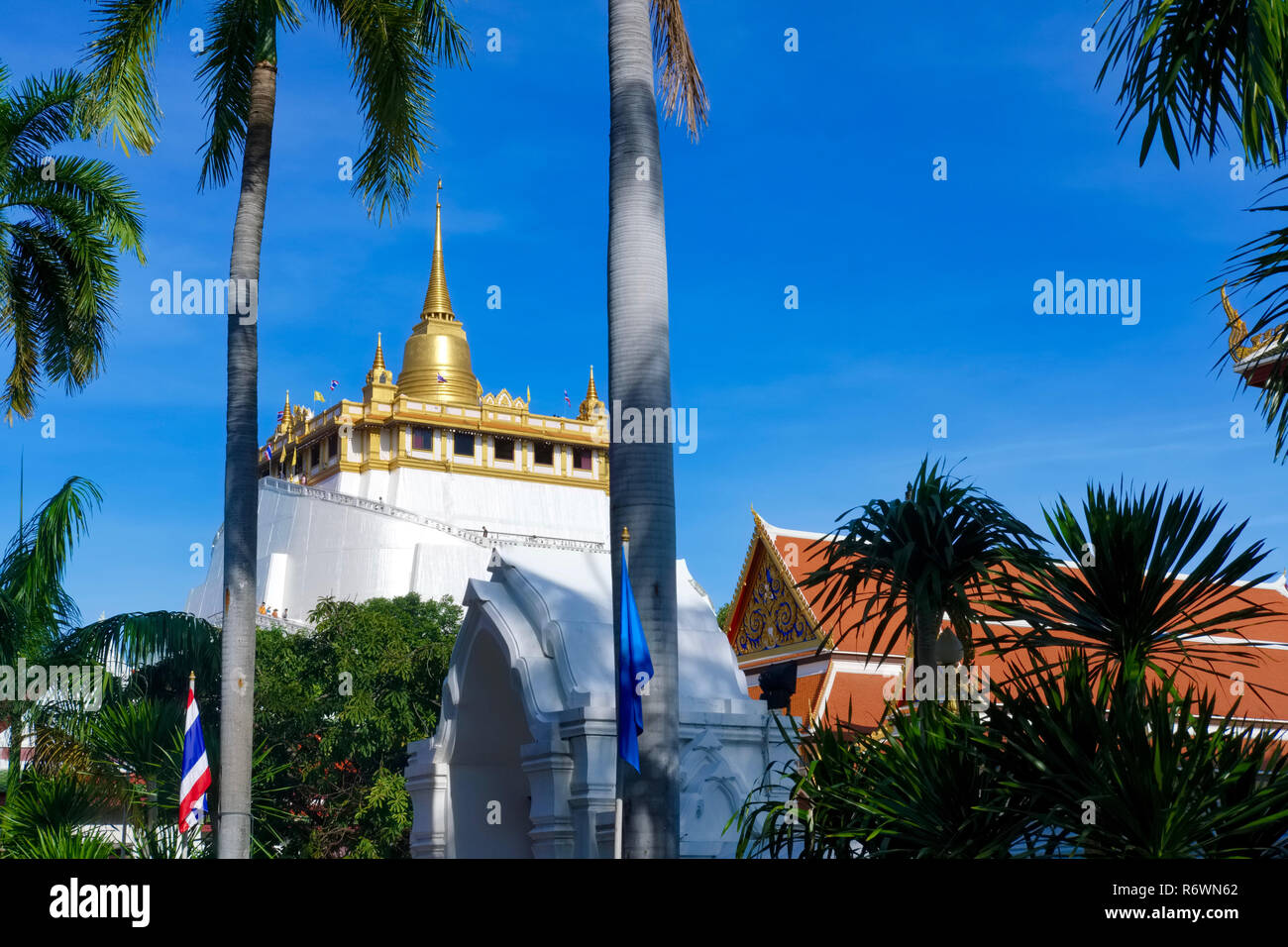 Wat Saket con la Golden Mount a Bangkok, in Thailandia Foto Stock