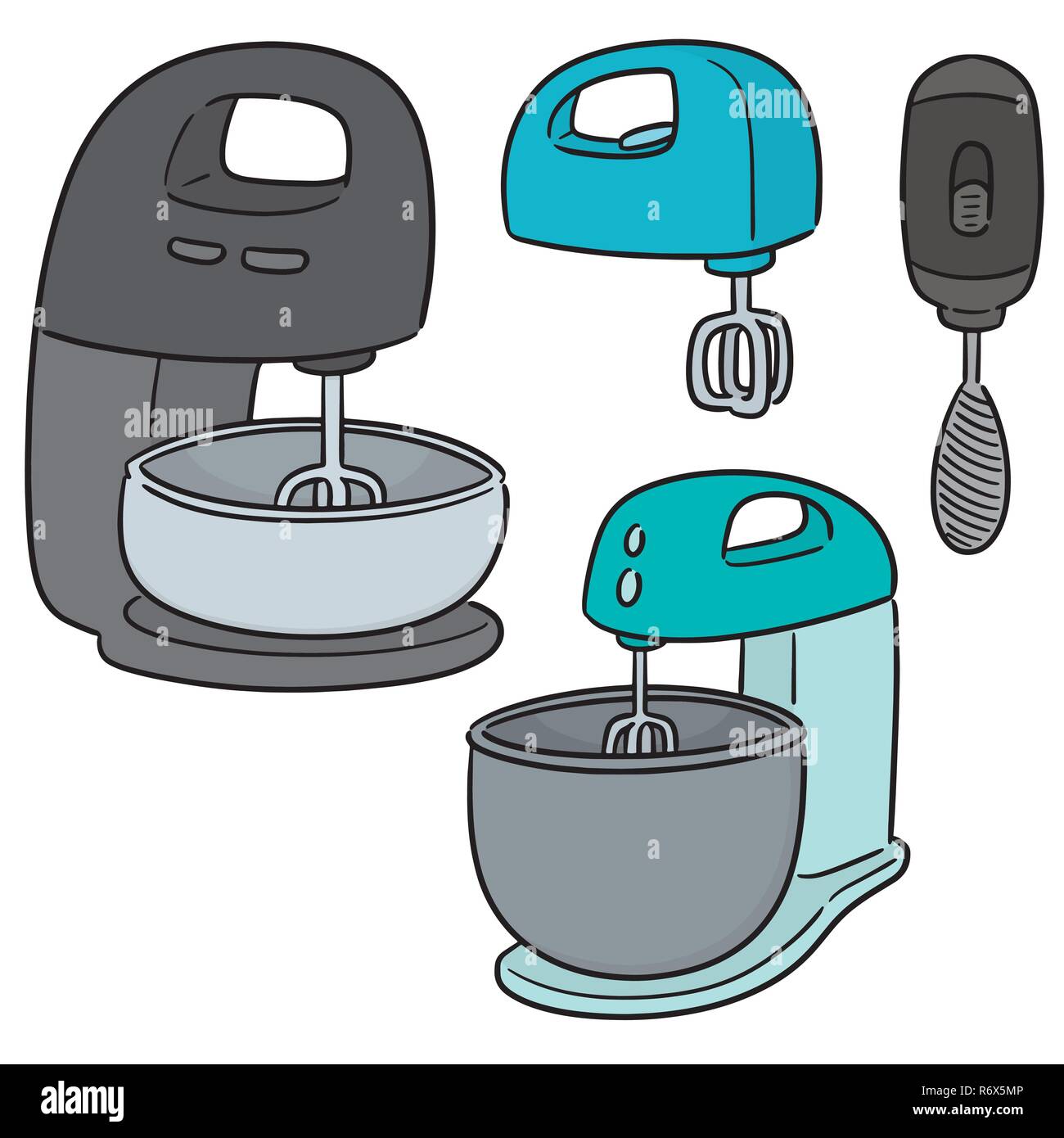 Set di vettore di torta miscelatore Illustrazione Vettoriale