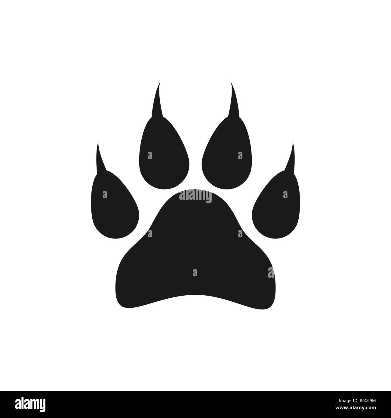 Paw icona Stampa. Illustrazione Vettoriale, design piatto. Illustrazione Vettoriale