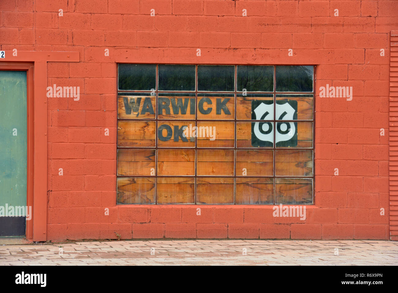 Route 66 attrazione turistica- stazione di riempimento museum, Warwick, Oklahoma, Stati Uniti d'America Foto Stock