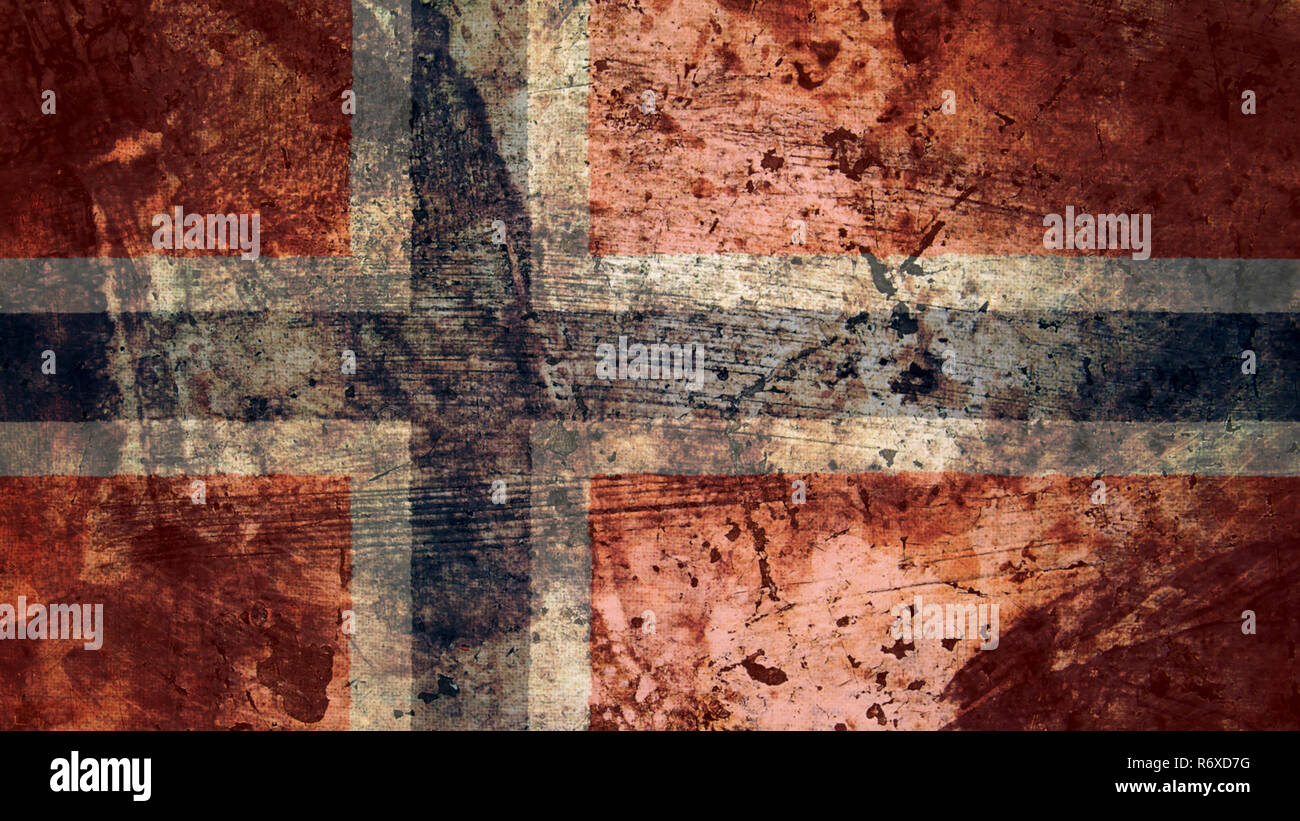 Molto Grungy Vintage bandiera norvegese, Norvegia Grunge Texture di sfondo Foto Stock