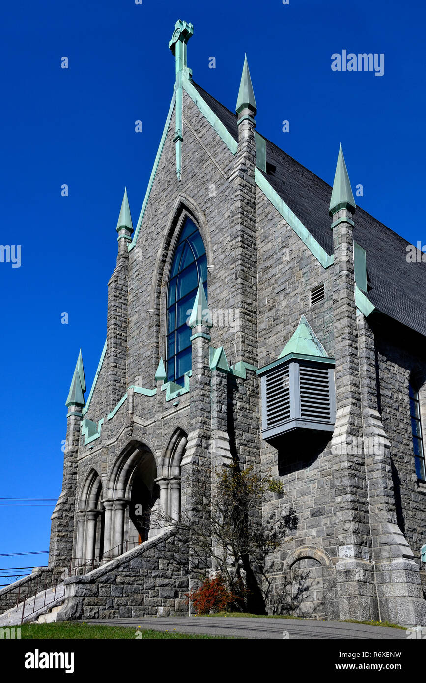 Una chiesa in pietra costruito nel 1924 nella città di Saint John New Brunswick Canada Foto Stock
