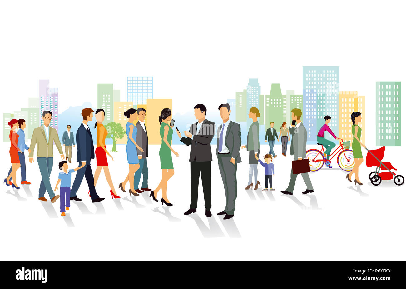 La folla e gli abitanti della città Foto Stock