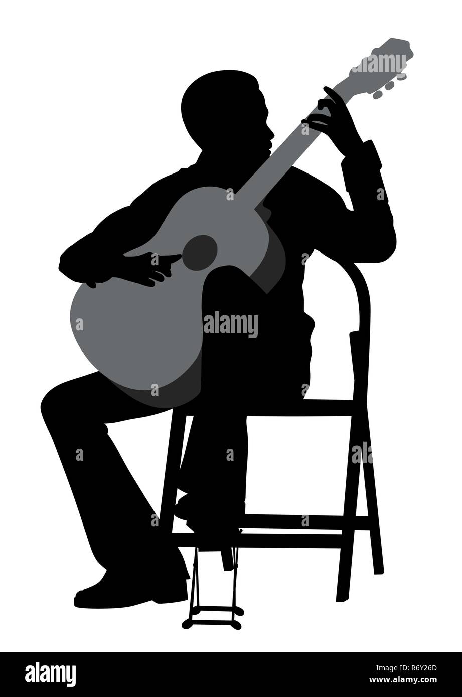 Giovane uomo chitarra acustica player. La musica classica. Illustrazione Vettoriale