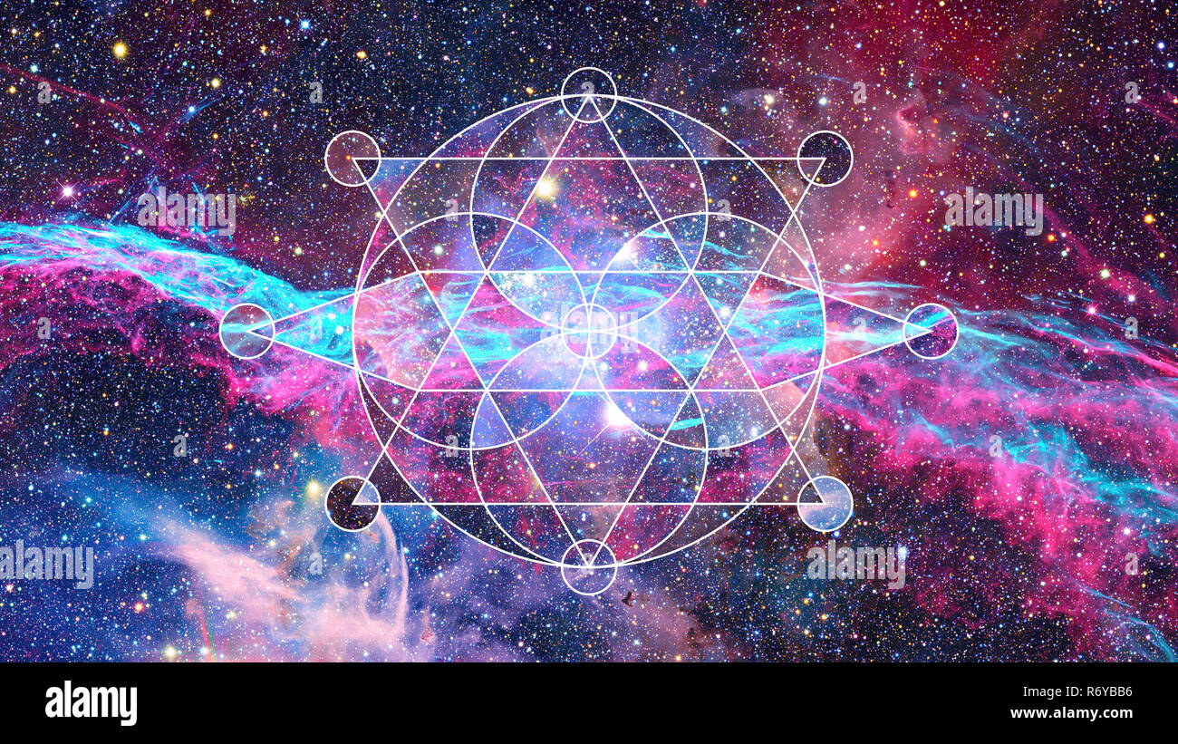 Abstract cosmo sfondo geometrico. Gli elementi di questa immagine fornita dalla NASA. Foto Stock