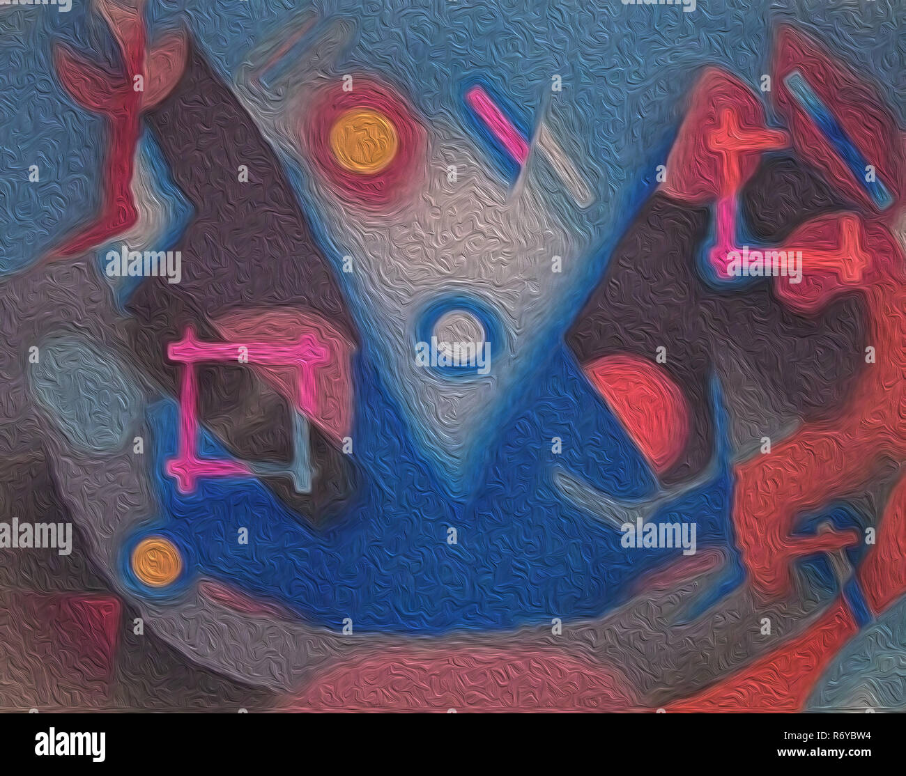 Una pittura astratta con figure geometriche. Il rendering 3D Foto Stock