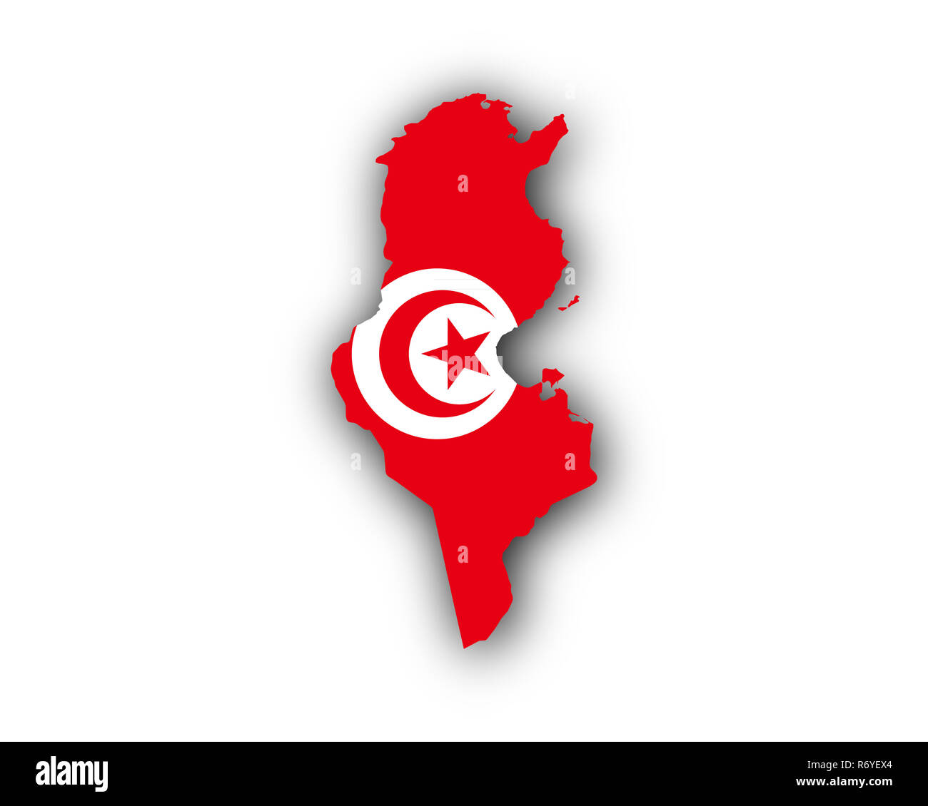 Mappa e bandiera della Tunisia Foto Stock