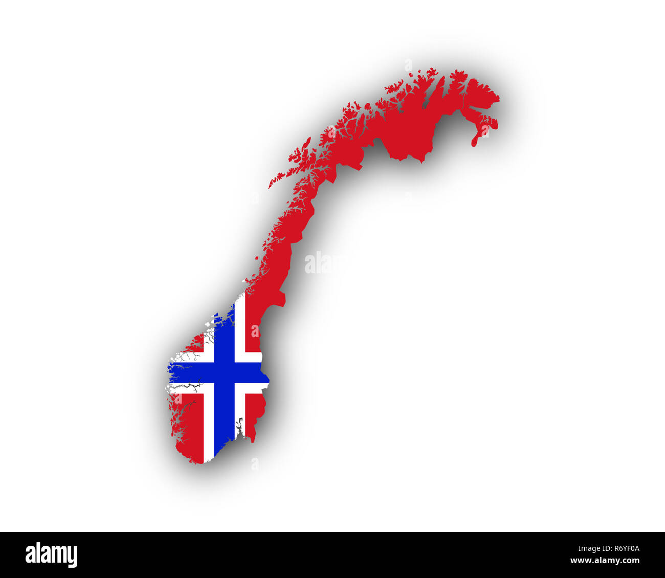Mappa e bandiera della Norvegia Foto Stock