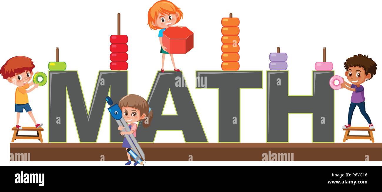 Gli studenti carattere sulla matematica illustrazione del logo Illustrazione Vettoriale