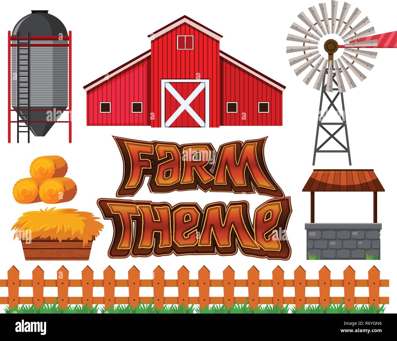 Set di farm illustrazione della scena Illustrazione Vettoriale