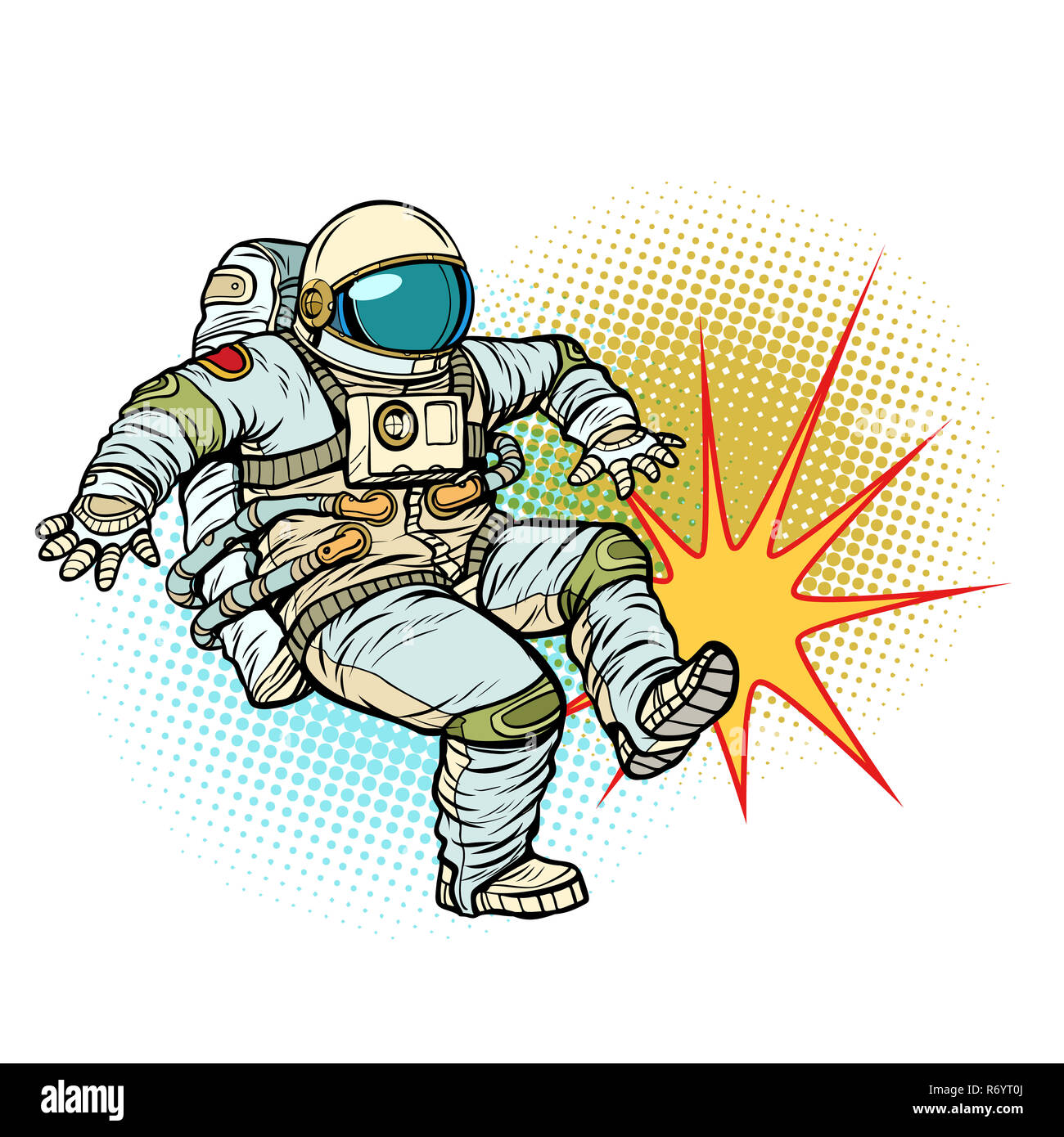 Astronauta kick neutrale sfondo isolato Foto Stock