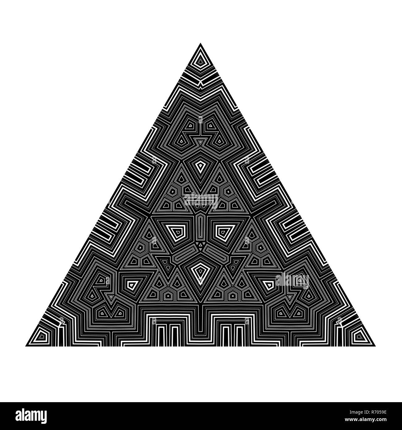 Nero triangolo geometrico isolati su sfondo bianco Foto Stock