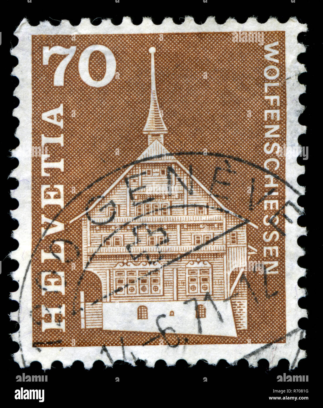Francobollo dalla Svizzera nella storia postale le motivazioni e i monumenti serie emesse nel 1967 Foto Stock
