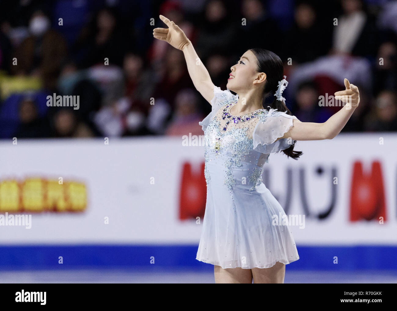 Vancouver, British Columbia, Canada. 6 dicembre, 2018. RIKA KIHIRA del Giappone compete nel Signore breve programma presso il Senior ISU Grand Prix di Pattinaggio di Figura finale del dicembre 6, 2018 a Vancouver, British Columbia, Canada. Credito: Andrew mento/ZUMA filo/Alamy Live News Foto Stock