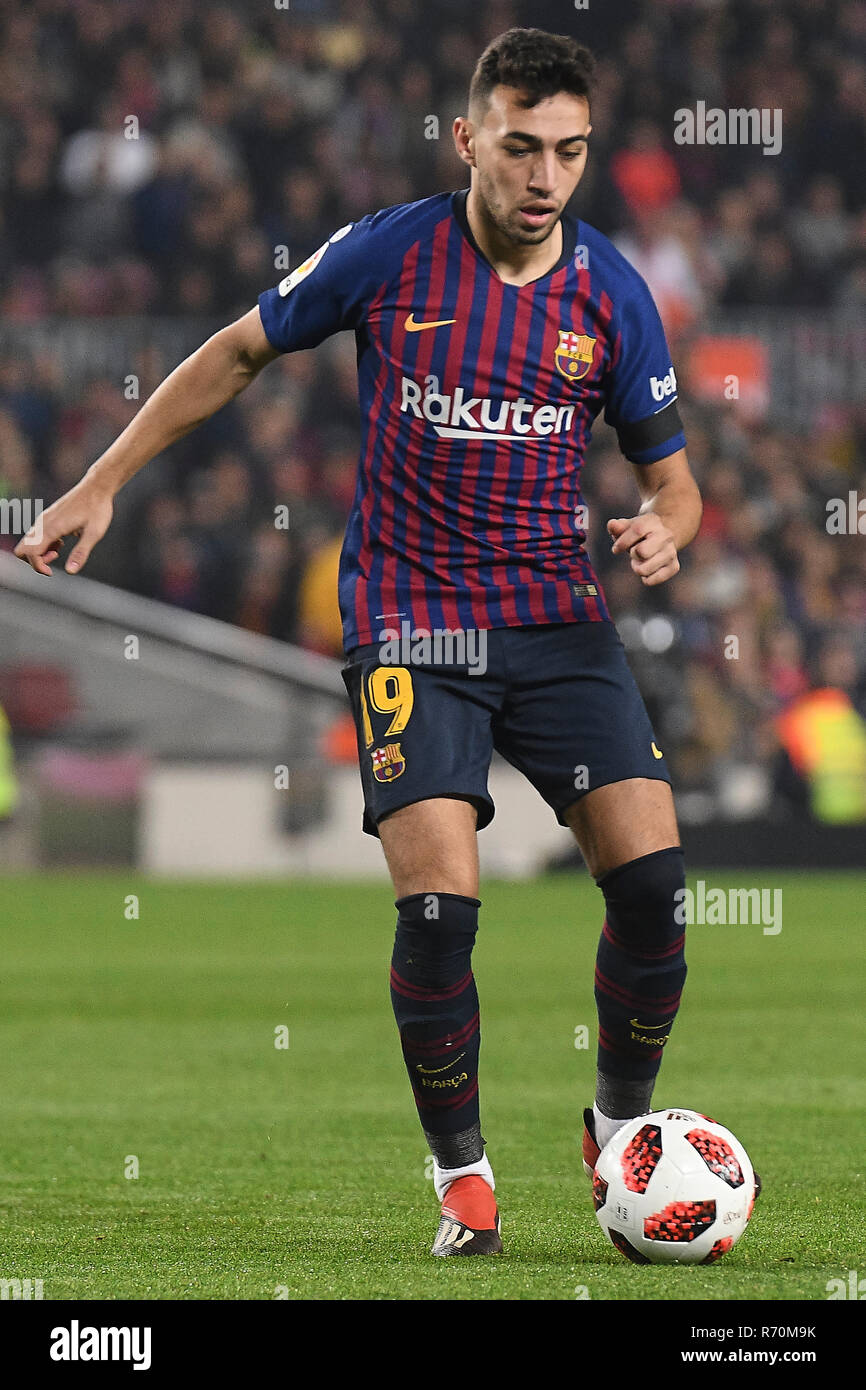 Barcellona, 5-12-2018. Il Copa el Rey 2018/ 2019, round di 32 seconda gamba. Barcelona-Cultural Leonesa. Munir el Haddadi di Barcellona durante il gioco Barcellona - Leonesa culturale Foto Stock