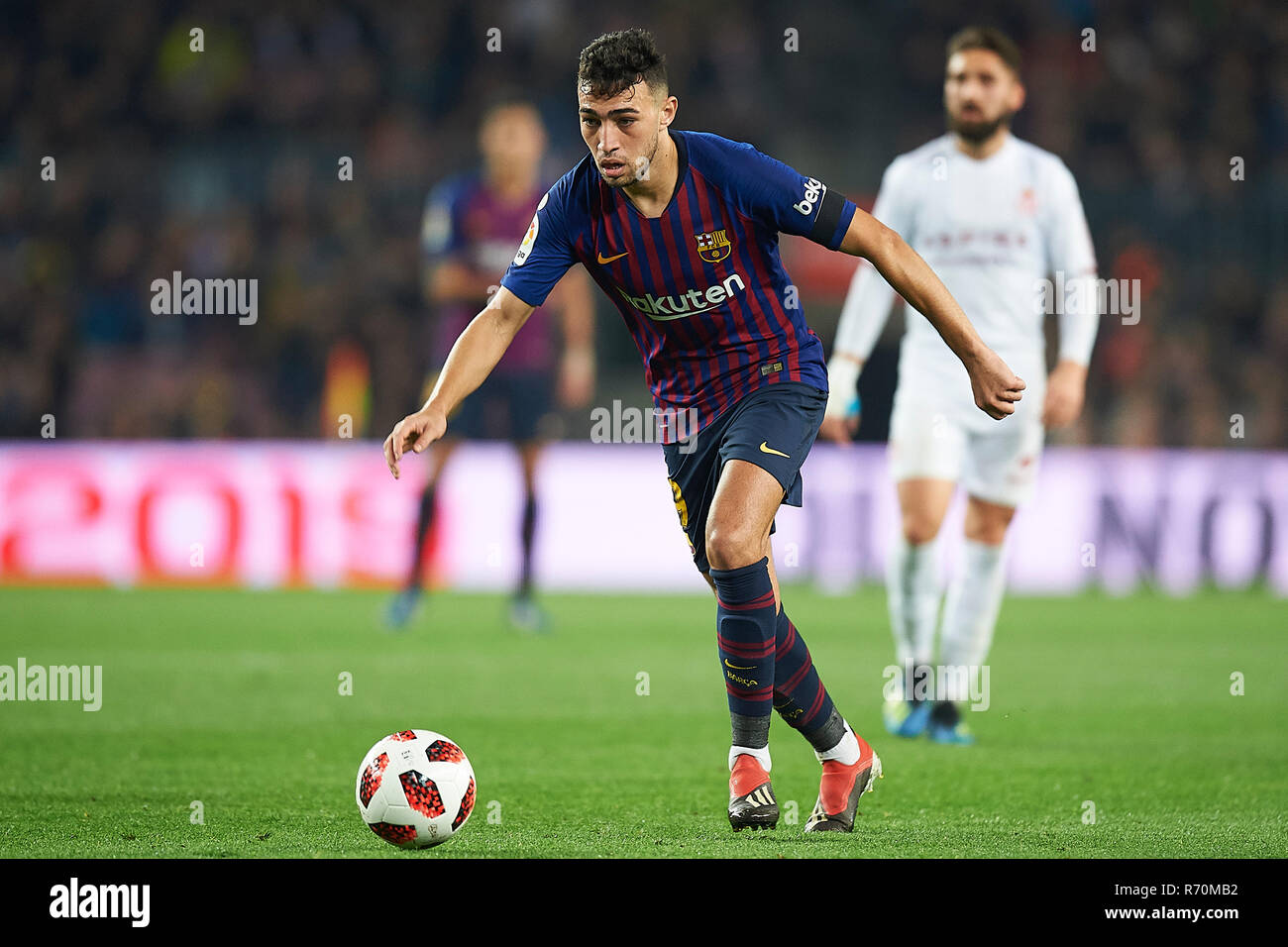 Barcellona, 5-12-2018. Il Copa el Rey 2018/ 2019, round di 32 seconda gamba. Barcelona-Cultural Leonesa. Munir el Haddadi di Barcellona durante il gioco Barcellona - Leonesa culturale Foto Stock