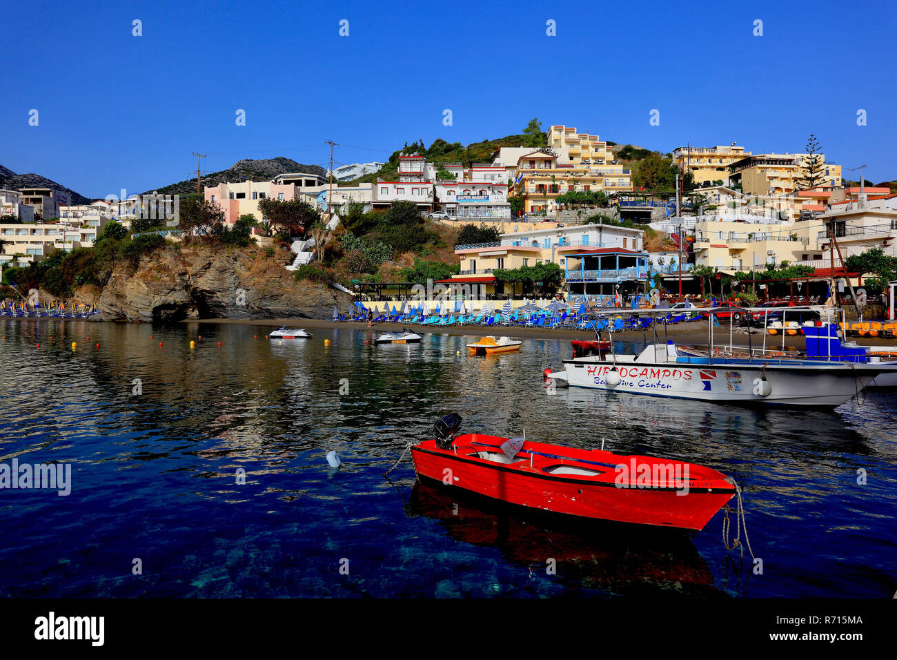 Barche nel porto, Bali, Creta, Grecia Foto Stock