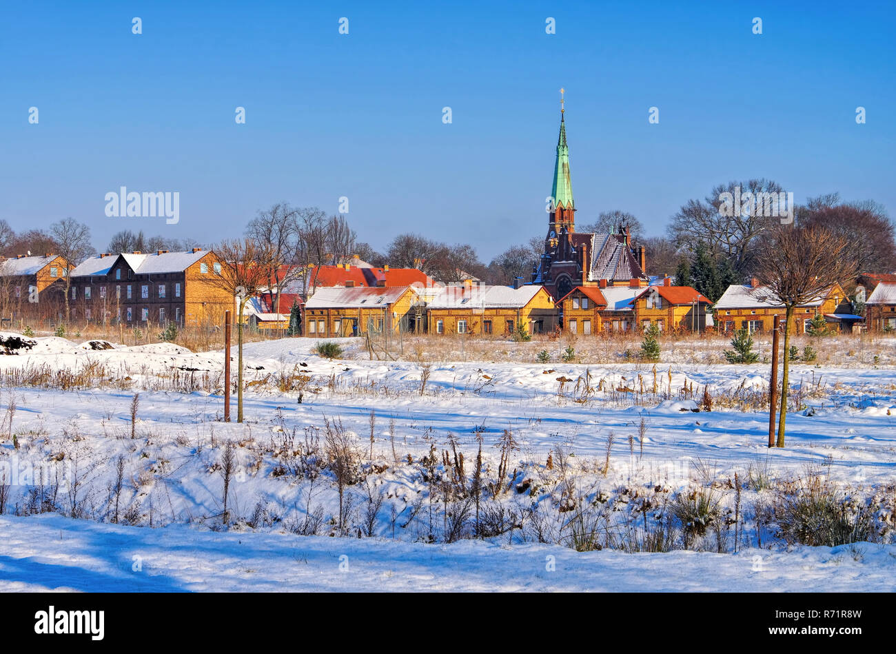 Il villaggio Annahuette in Lusatian Lake District, Brandenburg Foto Stock