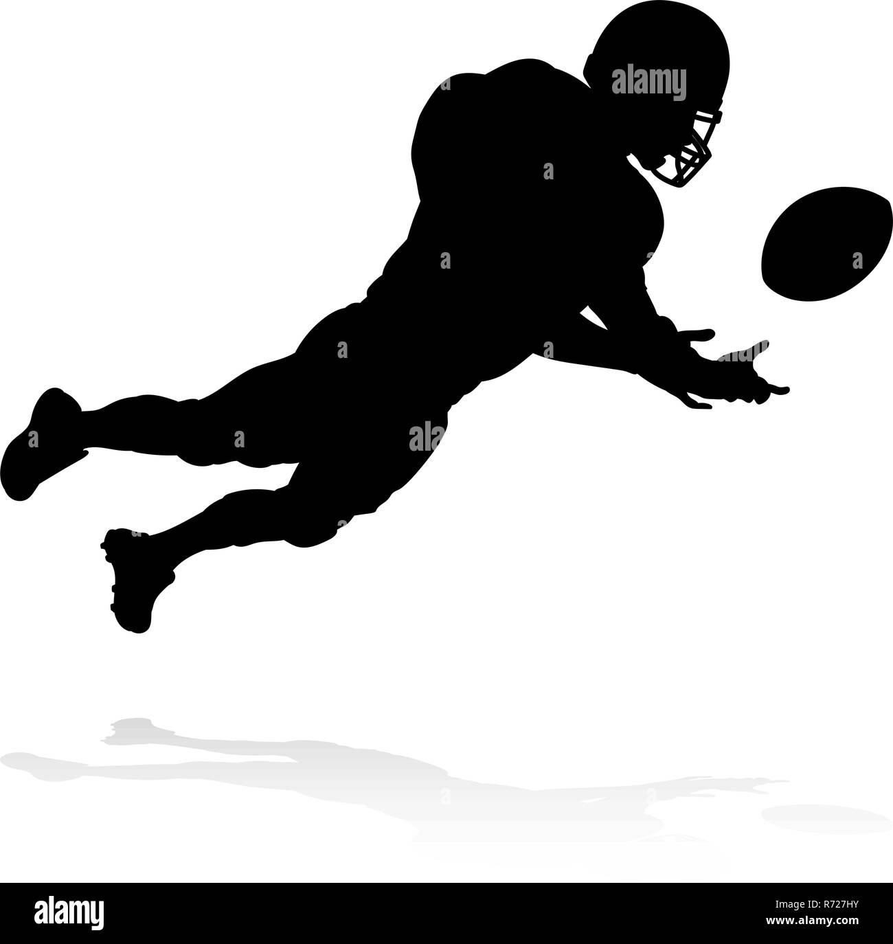 Silhouette giocatore di football americano Illustrazione Vettoriale
