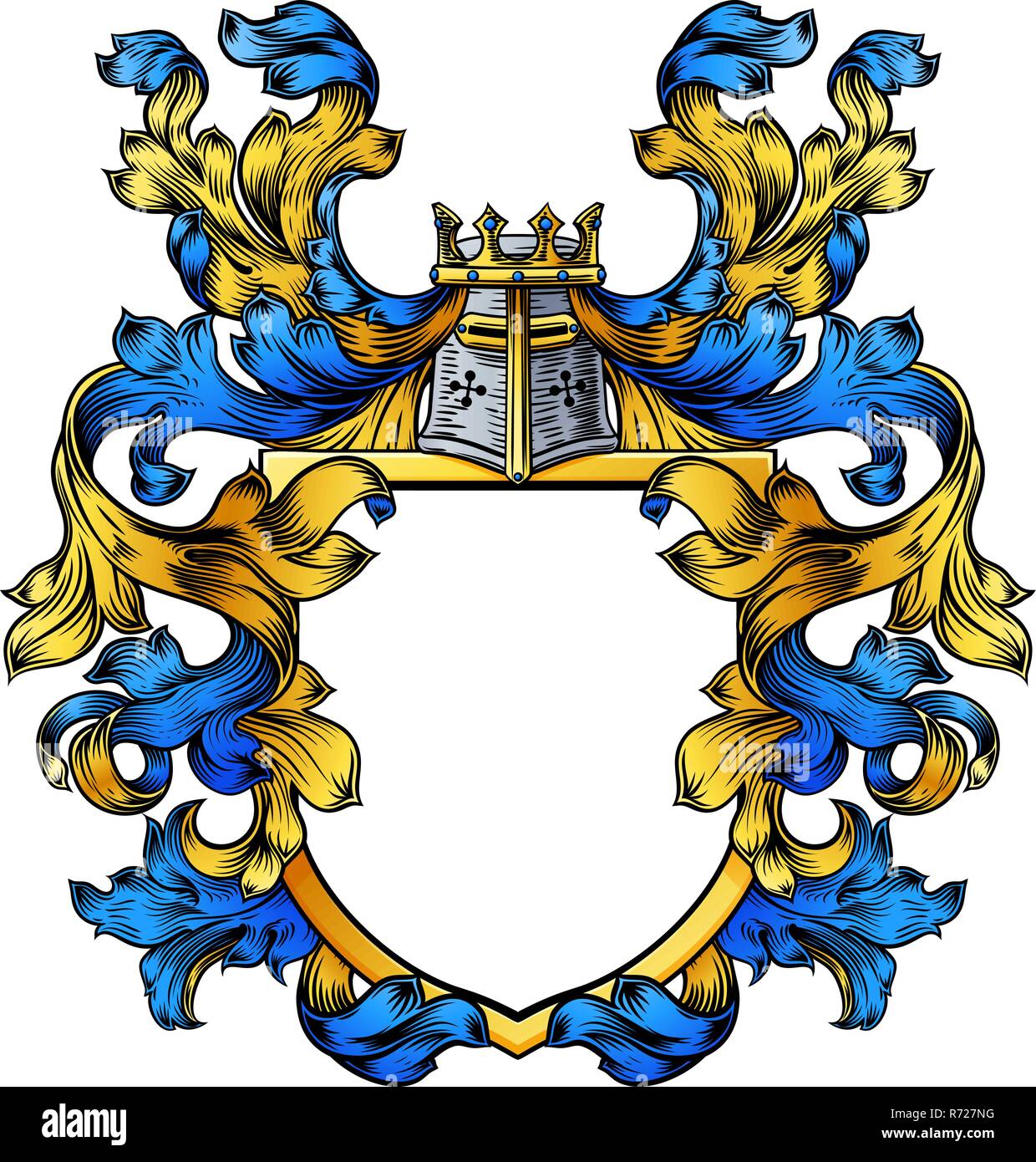Stemma Knight stemma araldico scudo di famiglia Illustrazione Vettoriale