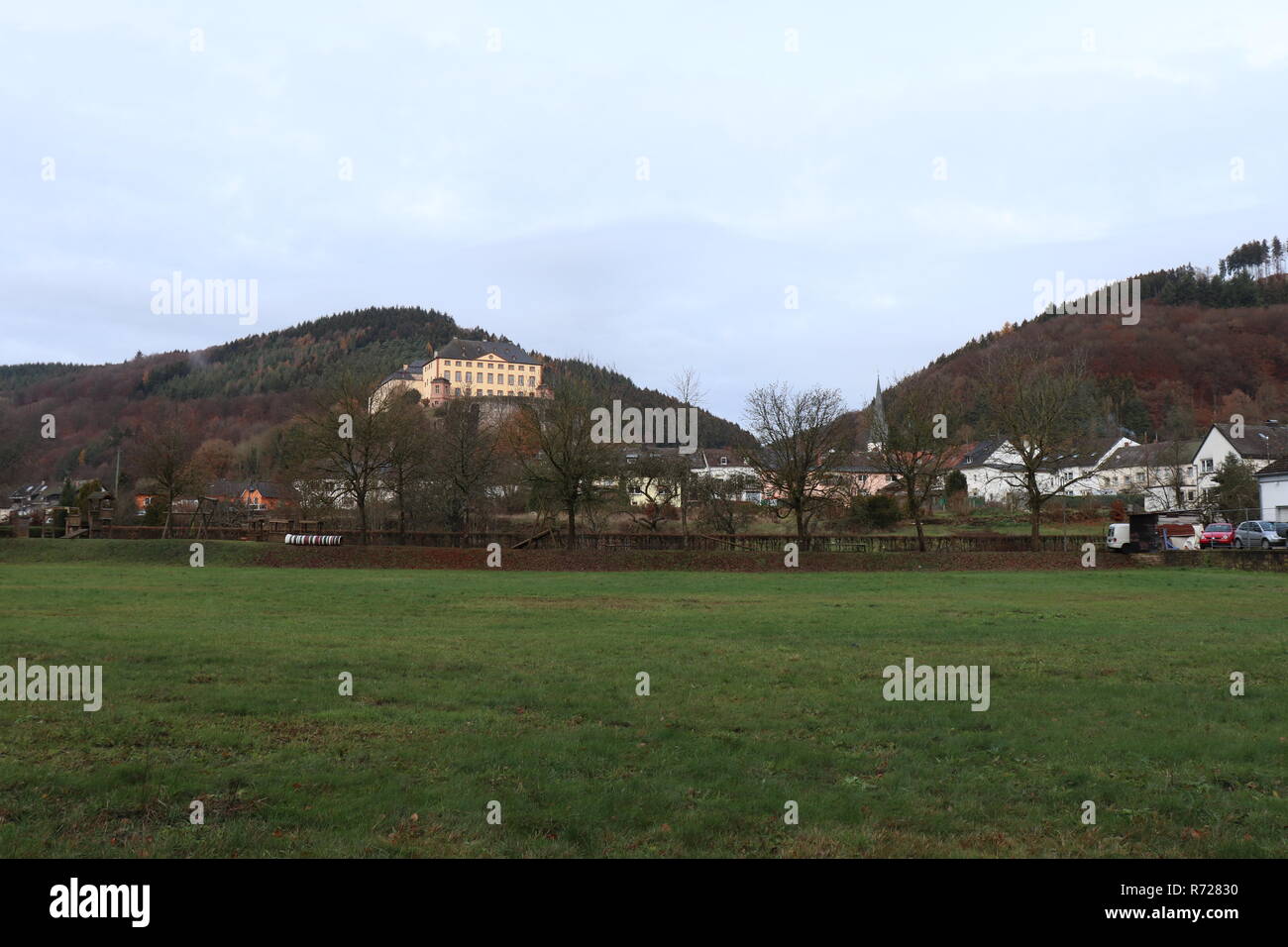 Mercatino di Natale a Castello Malberg Germania Foto Stock