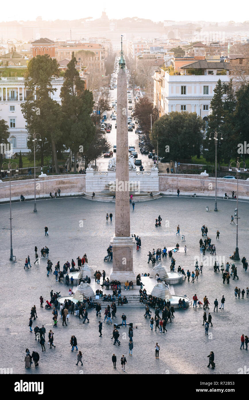 Vista di Piazza del Popolo a Roma, in Italia Foto Stock