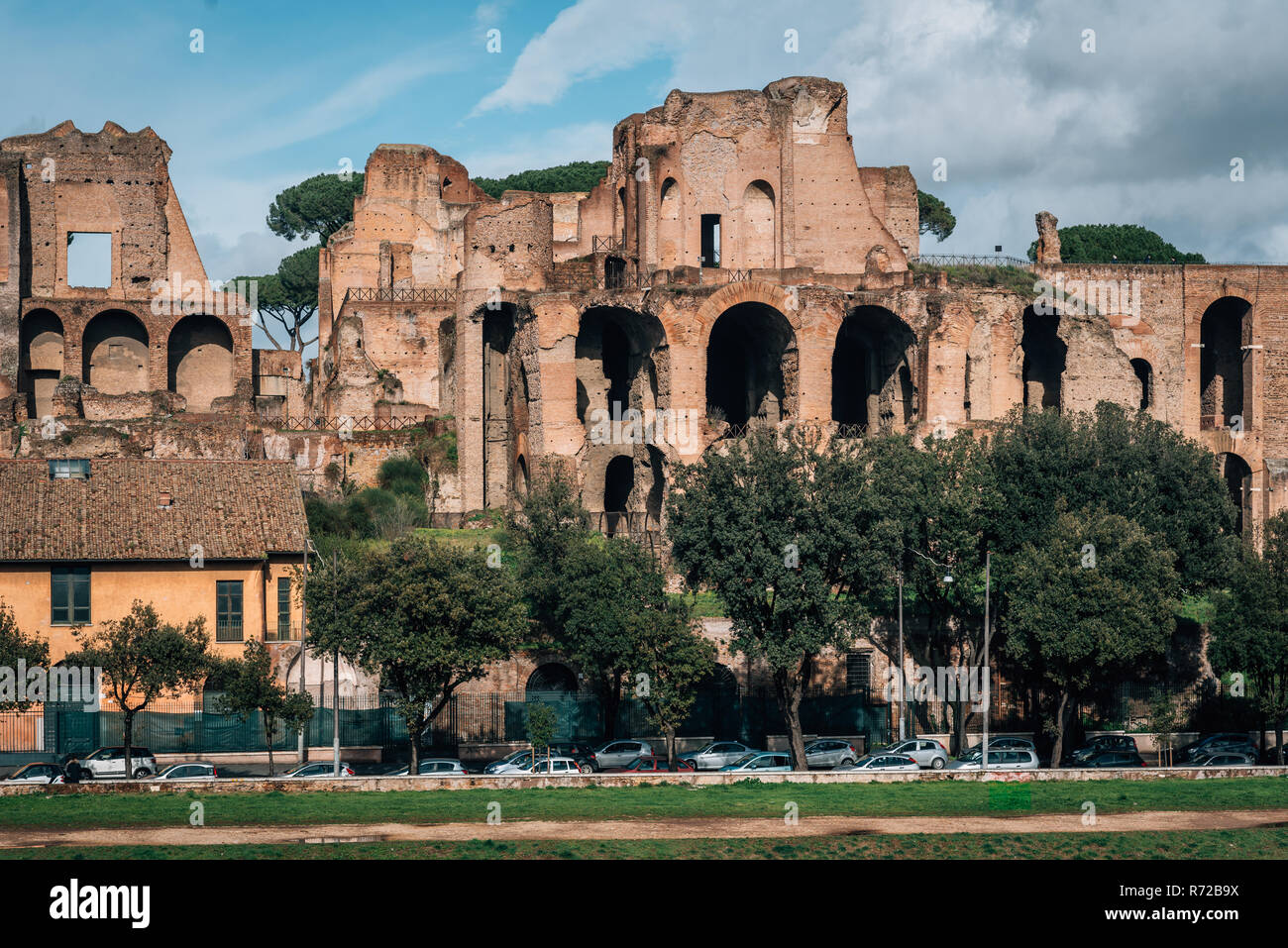 Vista delle rovine del Palatino a Roma, in Italia Foto Stock