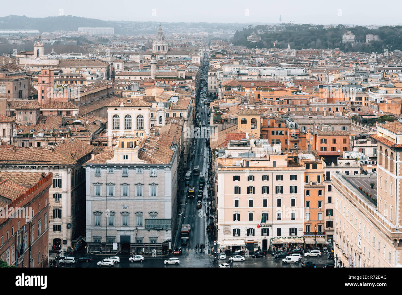 Vista dall'Altare della Patria, a Roma, Italia Foto Stock