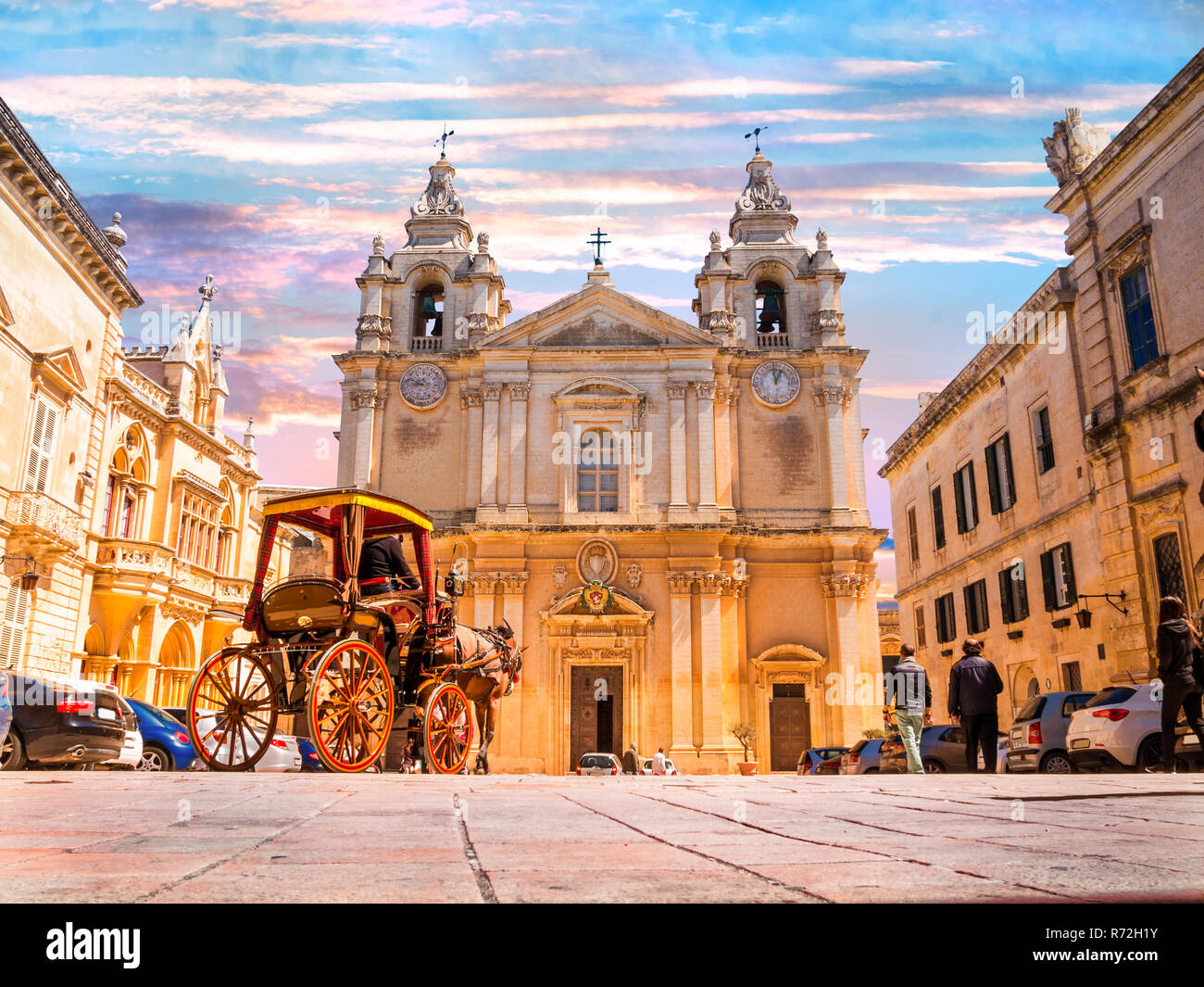 Bella famosa Saint Poul nella Cattedrale di Mdina villaggio di Malta, Europa Foto Stock