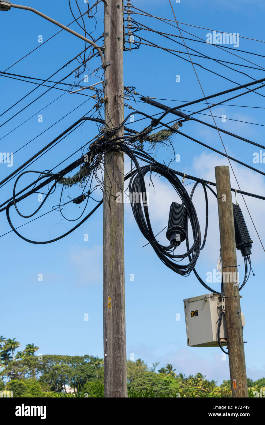 Cavi elettrici di potenza Barbados Foto Stock