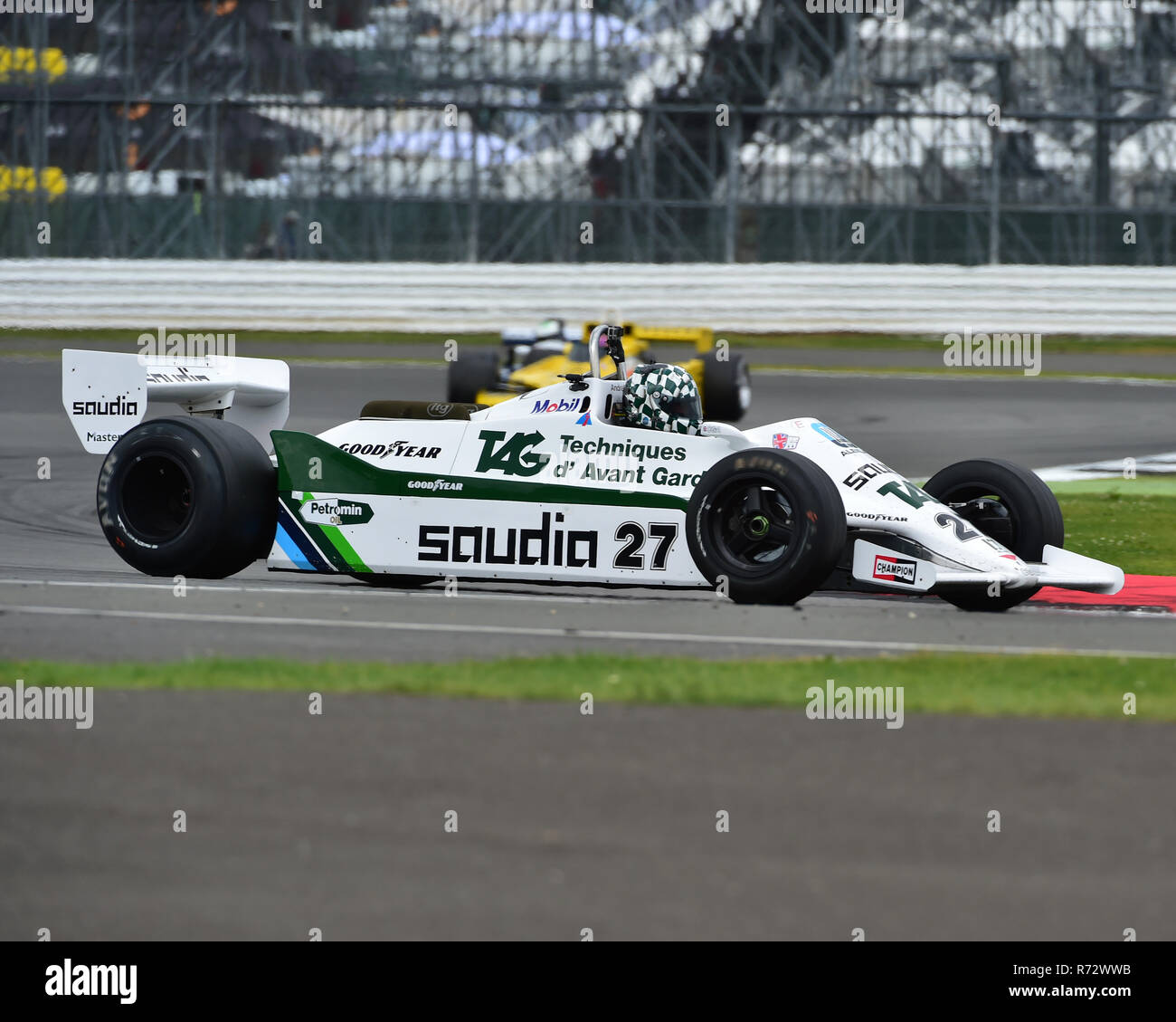 Mike Wrigley, Williams FW07D, FIA, Masters Formula Uno storiche, Silverstone Classic 2016, 60's automobili, Chris McEvoy, cjm-fotografia, Classic Racing Ca Foto Stock
