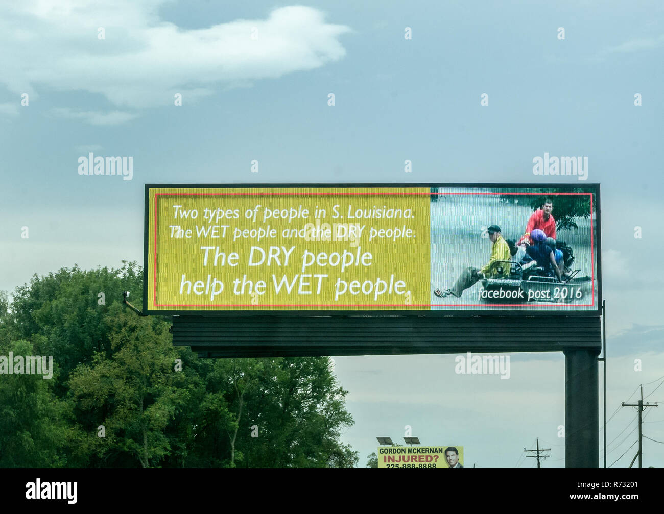 Un segno riflette la Louisiana di spirito, Agosto 25, 2016 in Gonzales, La. migliaia di residenti della Louisiana furono colpiti da una devastante alluvione. Foto Stock