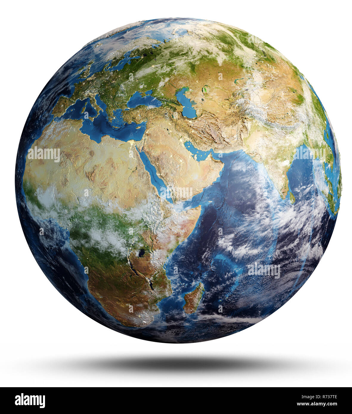 Il Pianeta Terra dallo spazio. Il rendering 3D Foto Stock