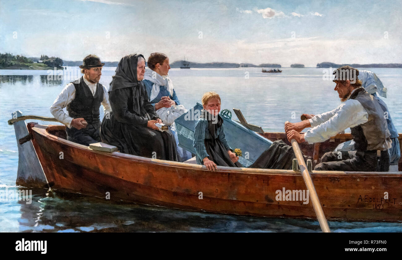Il trasporto del bambino la bara di Albert Gustaf Aristides Edelfelt (1854-1905), olio su tela, 1879 Foto Stock