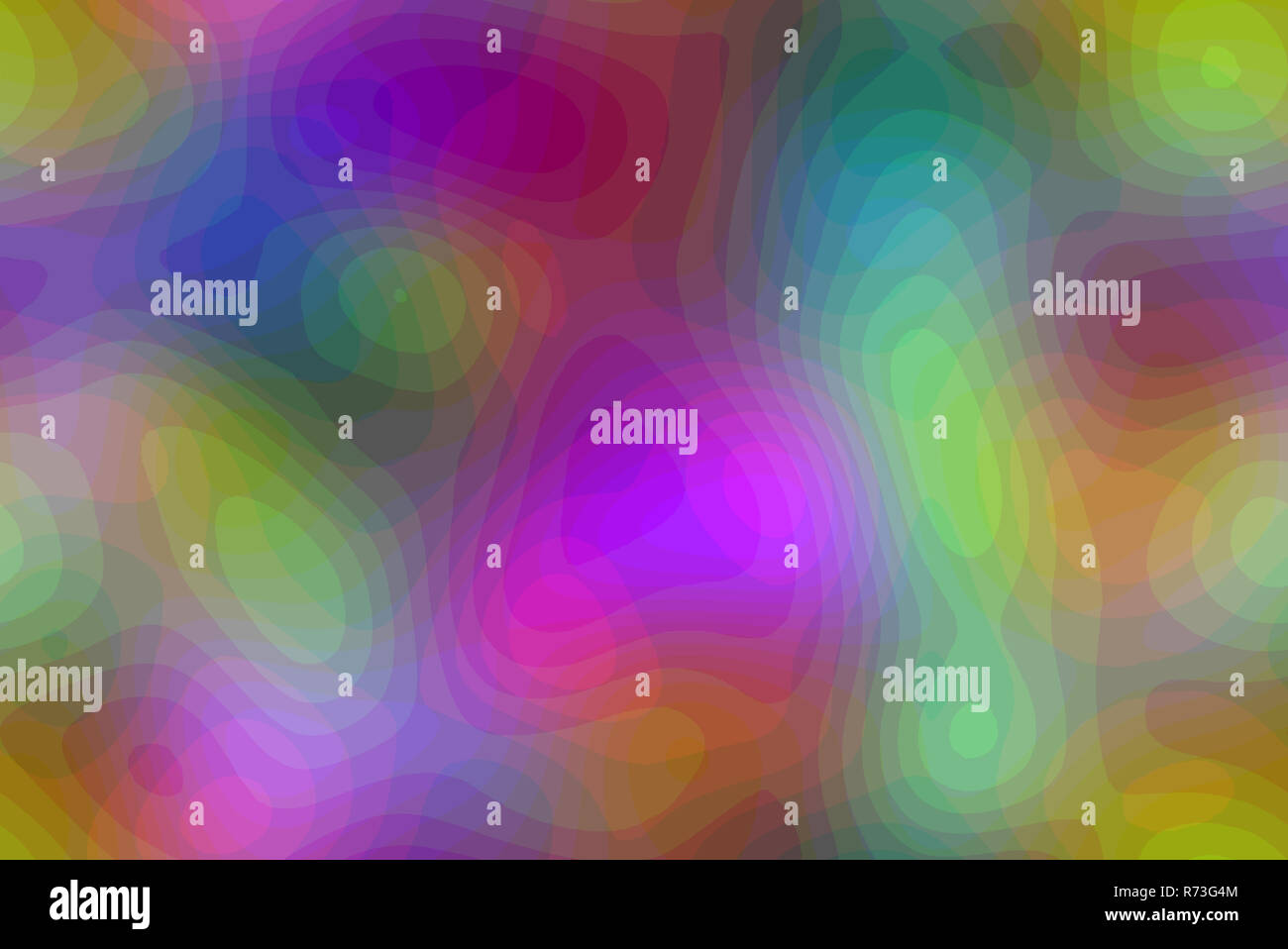Forme arrotondate e curve di sfondo astratto con forti colori saturi Foto Stock