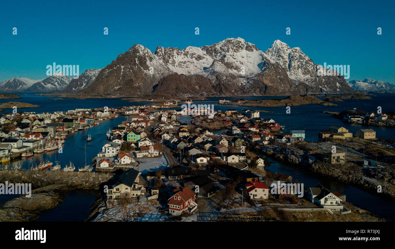 Henningsvaer, Isole Lofoten, Nordland, Norvegia Foto Stock