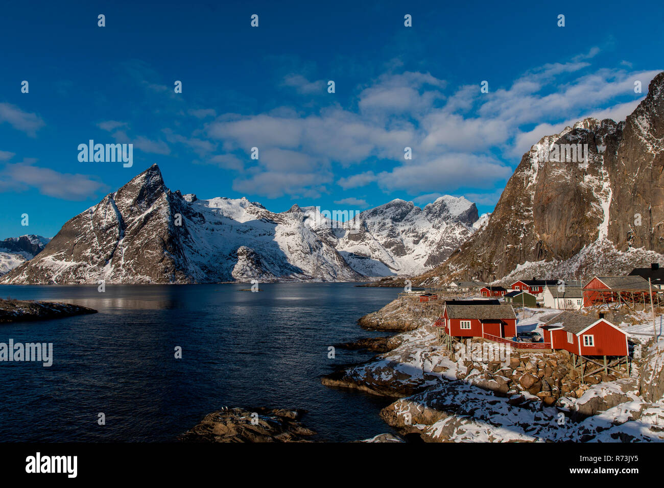 Hamnoy, Isole Lofoten, Nordland, Norvegia Foto Stock