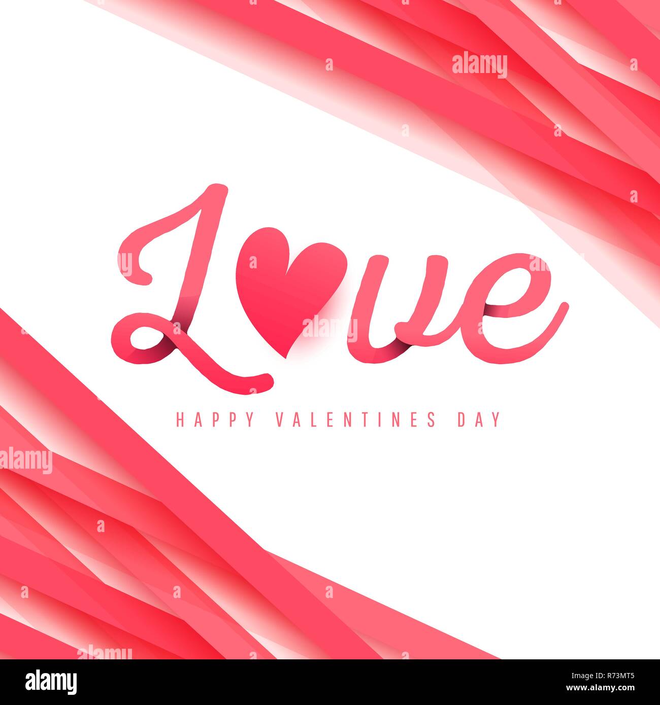Iscrizione calligrafico con ombra. Felice il giorno di San Valentino design con lo spazio di testo. Carta da parati, volantini, invito, manifesti, brochure, banner. Illustrazione Vettoriale
