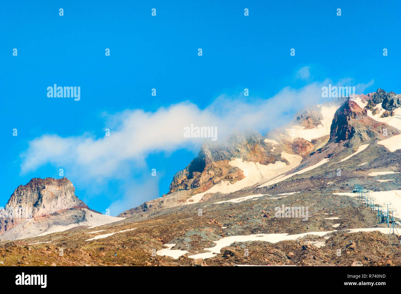 Close up di Mt. Il cofano del top in tarda estate dove si può vedere la sua struttura . Foto Stock