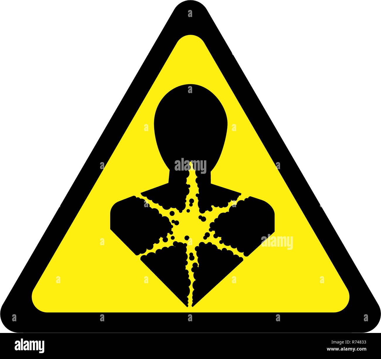 Segnale di avvertimento con sostanze cancerogene simbolo Foto Stock