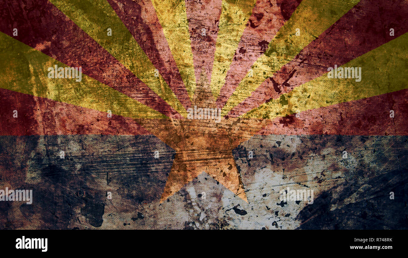 Molto Grungy Vintage Arizona Bandiera, Grunge Texture di sfondo Foto Stock