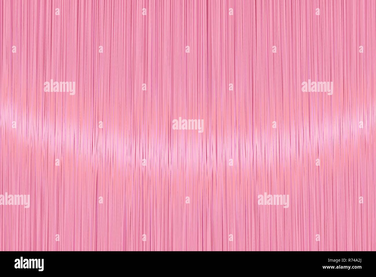 Realistico rosa luminoso capelli dritti con texture lucida dettaglio lucido. Illustrazione Vettoriale. Illustrazione Vettoriale